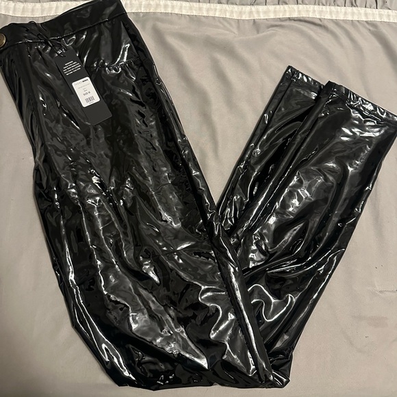 Fashion Nova Black Vinyl Latex High Waist Pants - Picture 5 of 8